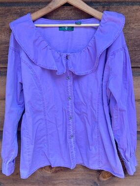 Ruffly Vintage Button-Down Blouse